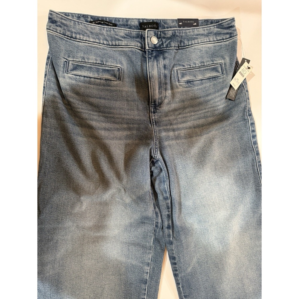 Talbots Wide Leg Crop Jean Mattituck Wash Blue Stretch Denim Size 10 NEW Cotton - Picture 8 of 10